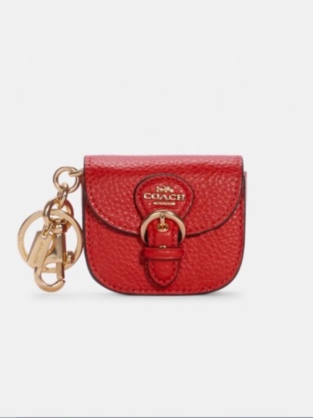 Coach C5701 Buckle Saddle Bag Charm Key Chain Leather Coin